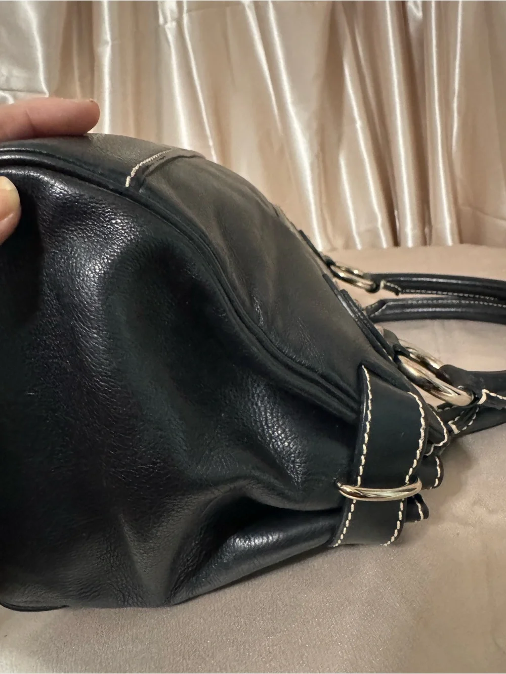 Marc Jacobs Daria Black Leather Top-Handle Satchel with silver Hardware